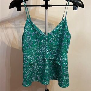 NWOT Banana Republic Peplum Layered Floral Green Spaghetti Strap Top